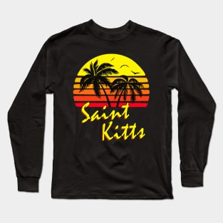 Saint Kitts Retro Sunset Long Sleeve T-Shirt